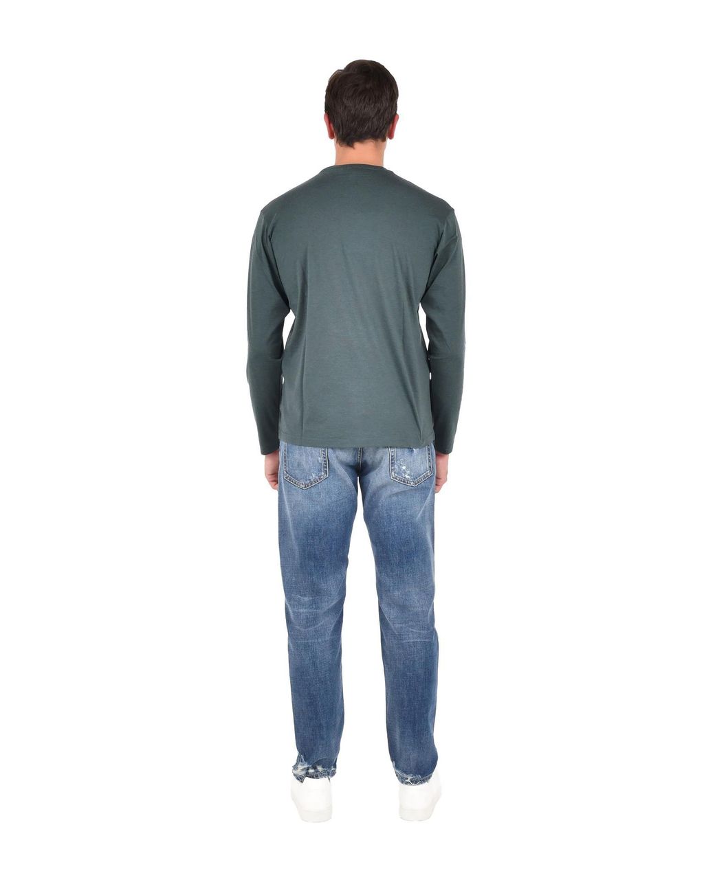 Low Brand Blue Regular-Fit Wool Long-Sleeved Crewneck T-Shirt for men