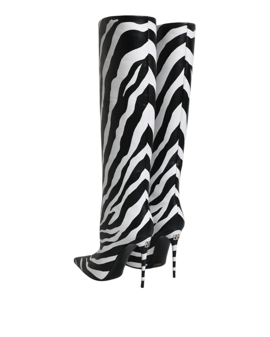 Dolce & Gabbana Black Dolce & Gabbana Zebra-Print Lamb Leather Boot