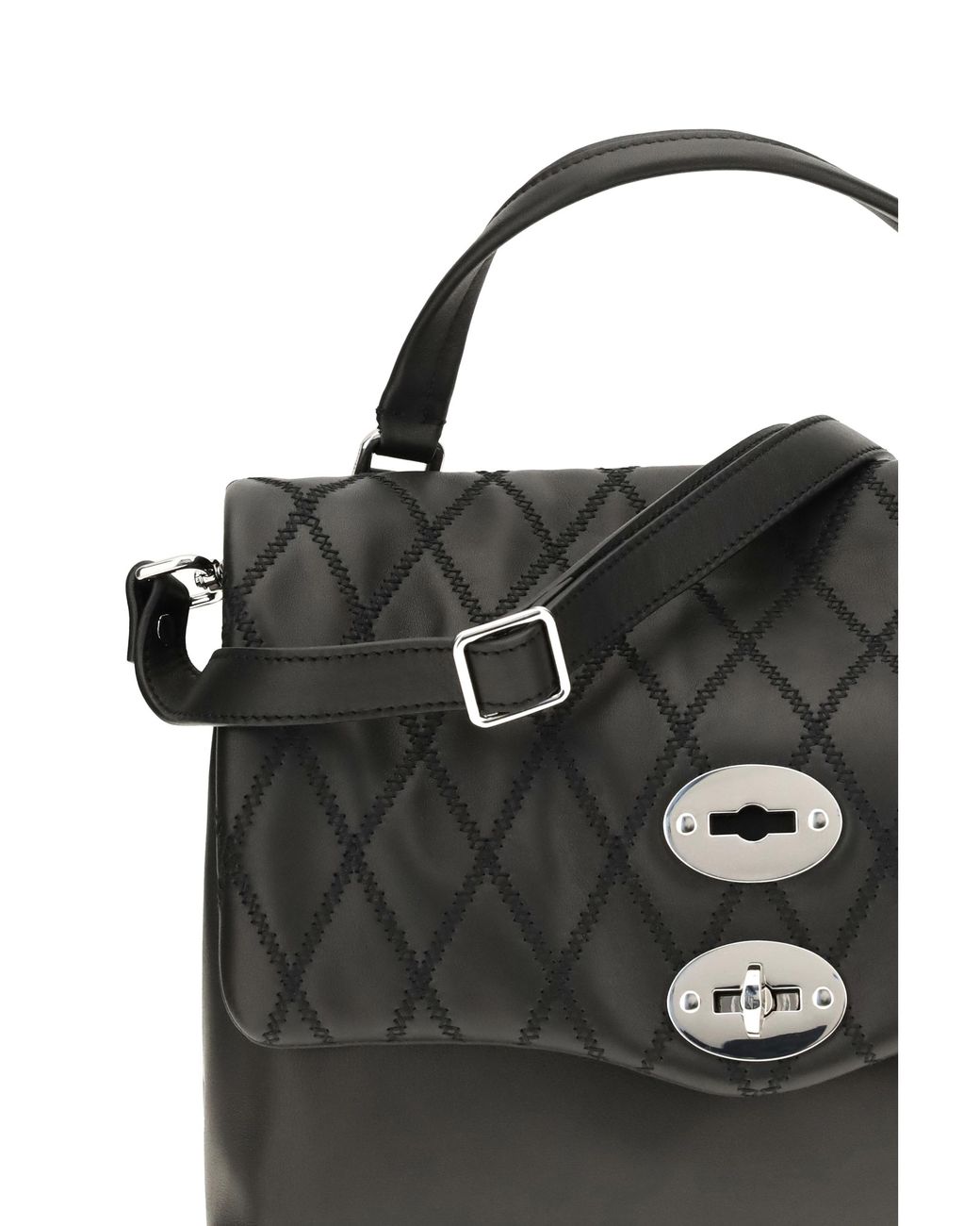 Zanellato Black Postina Tramè Leather Top Handle Bag Calf Bos Taurus Shoulder