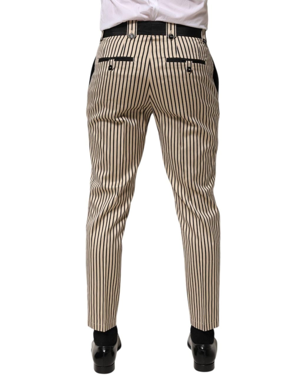 Dolce & Gabbana Gray Striped Button Closure Pants for men