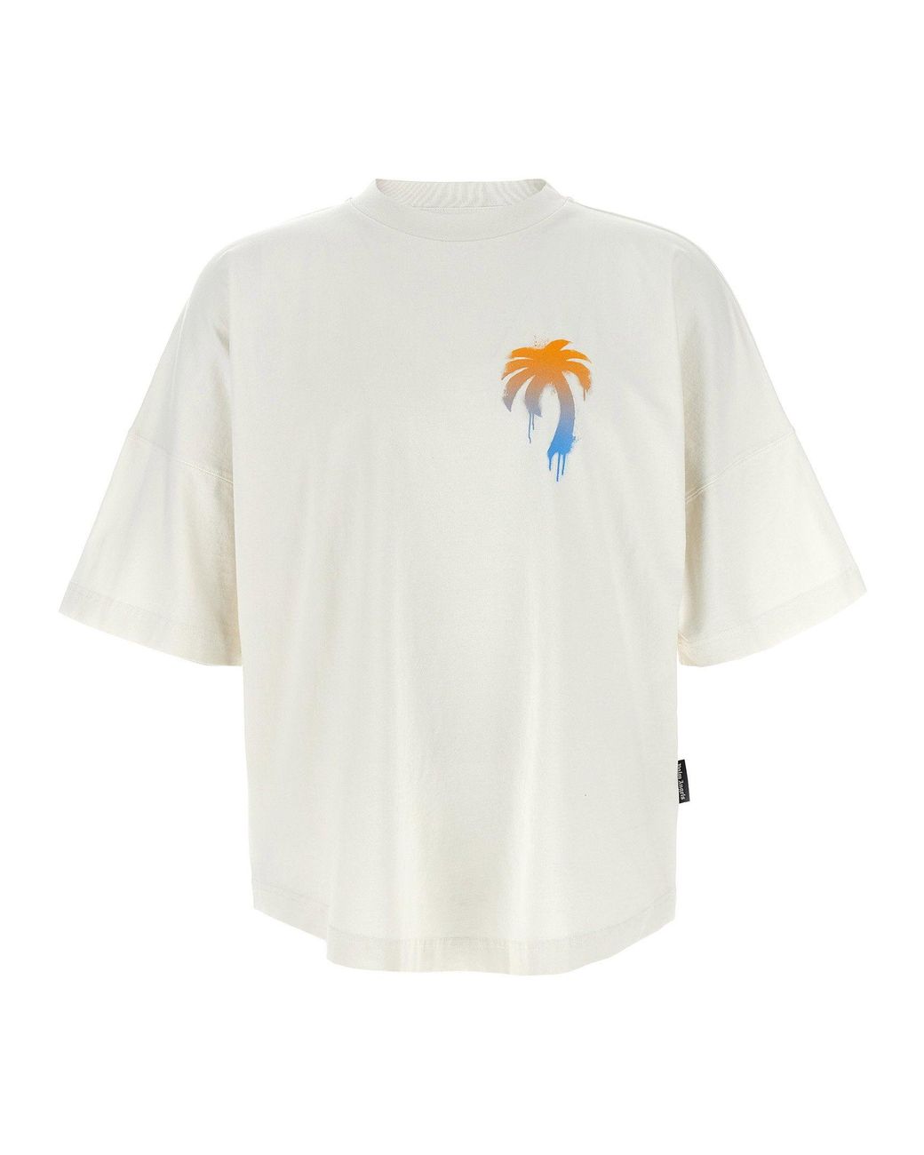 Palm Angels White Palm Logo Embroidered T-Shirt for men
