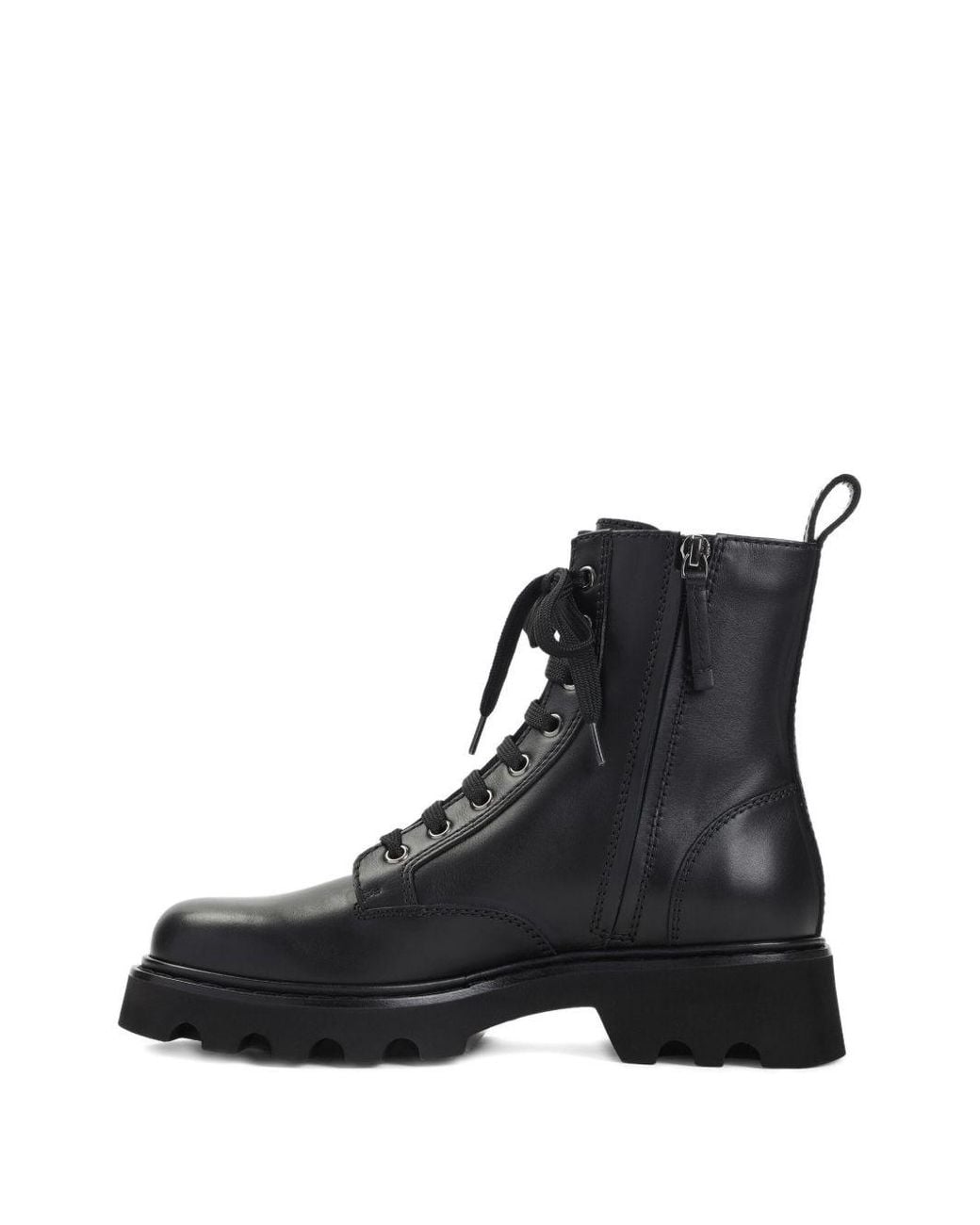 Roger Vivier Black Smooth Leather Ankle Boots With Lace-Up Closure