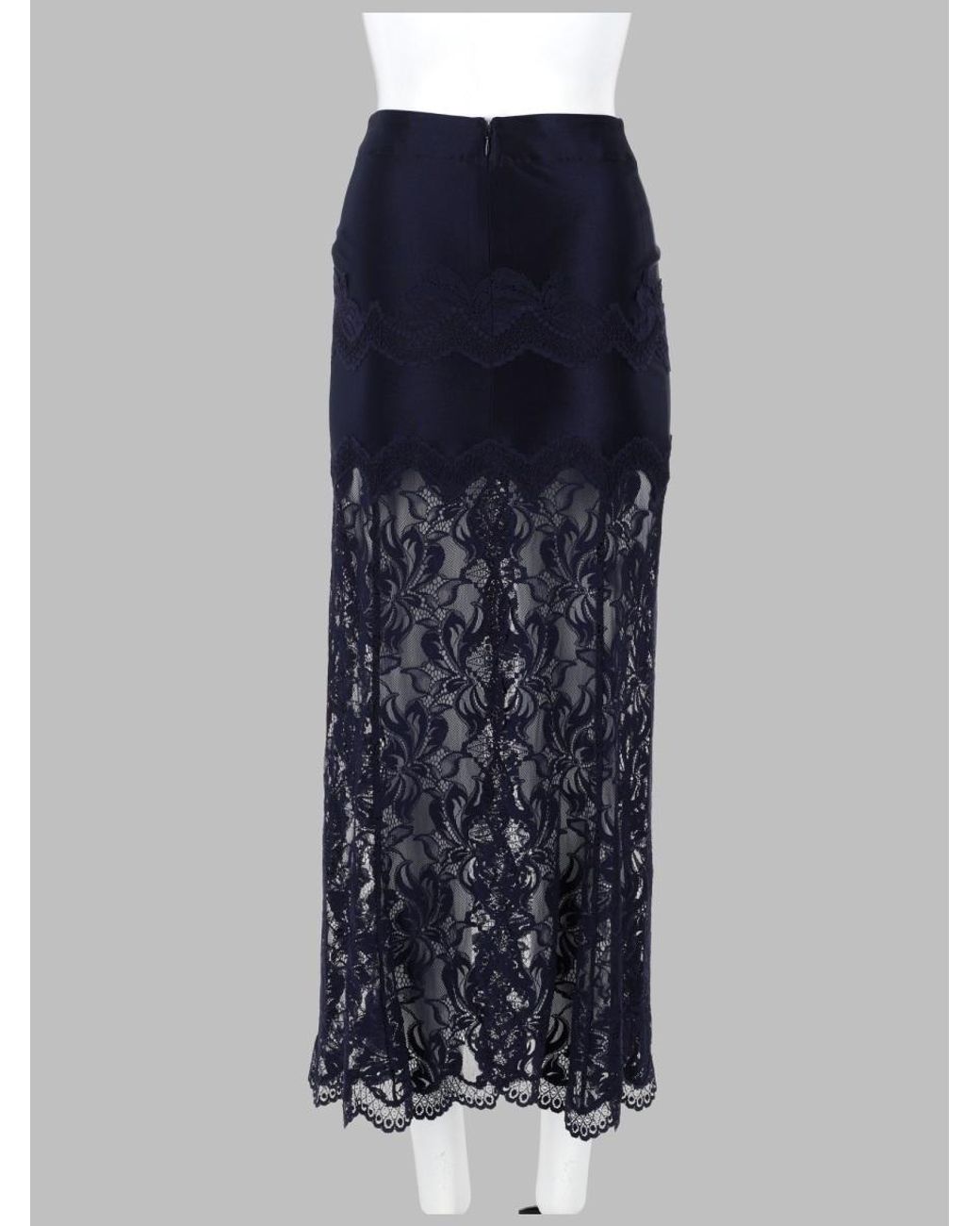 Rabanne Blue Midi Skirt Lace And Jersey, Polyamide Elastane