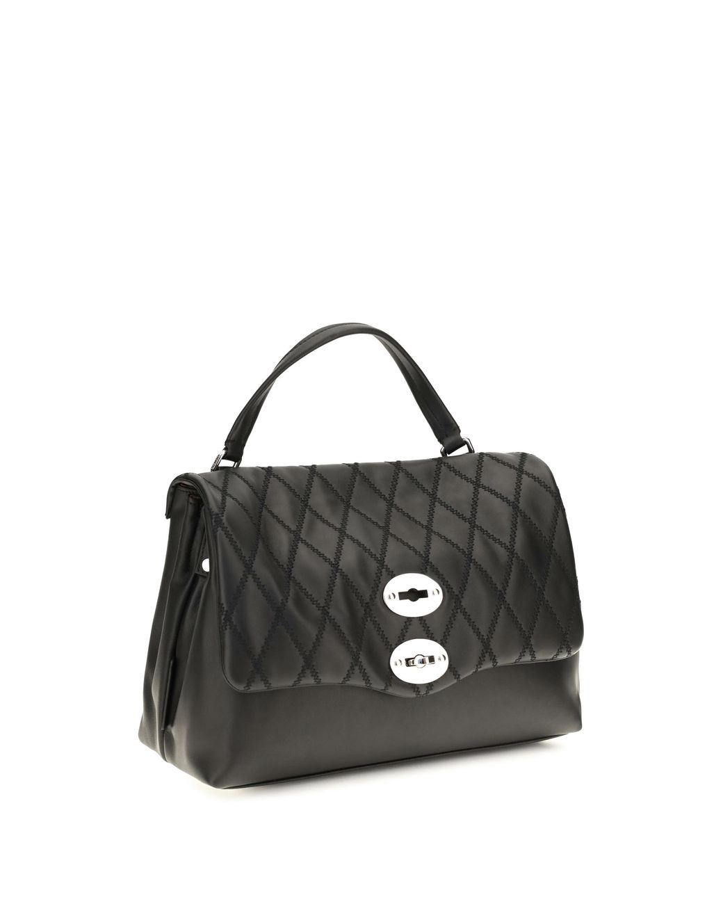 Zanellato Black Postina Tramè Leather Top Handle Bag Calf Bos Taurus Shoulder