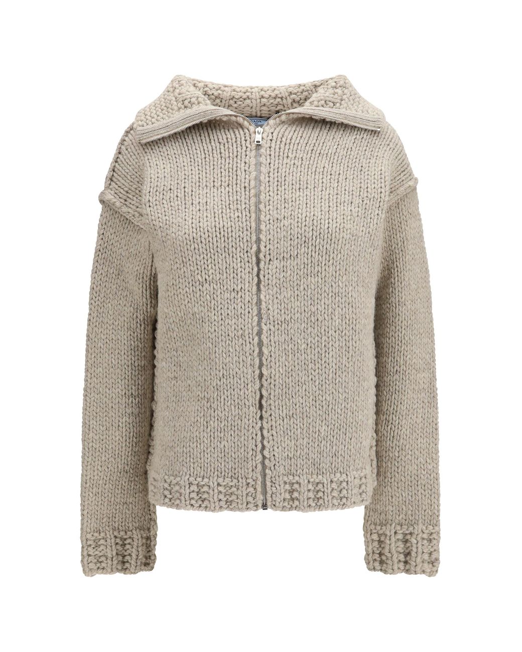 Prada Multicolor Wool Zip Cardigan Fleece Ovis Aries Sweater