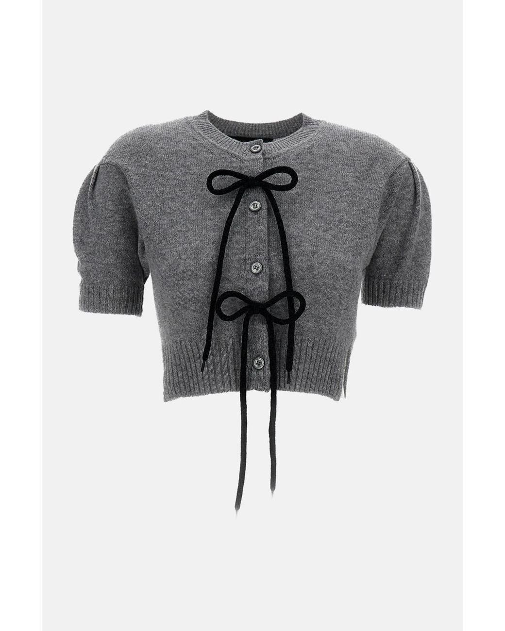 Simone Rocha Gray Cropped Cashmere Cardigan