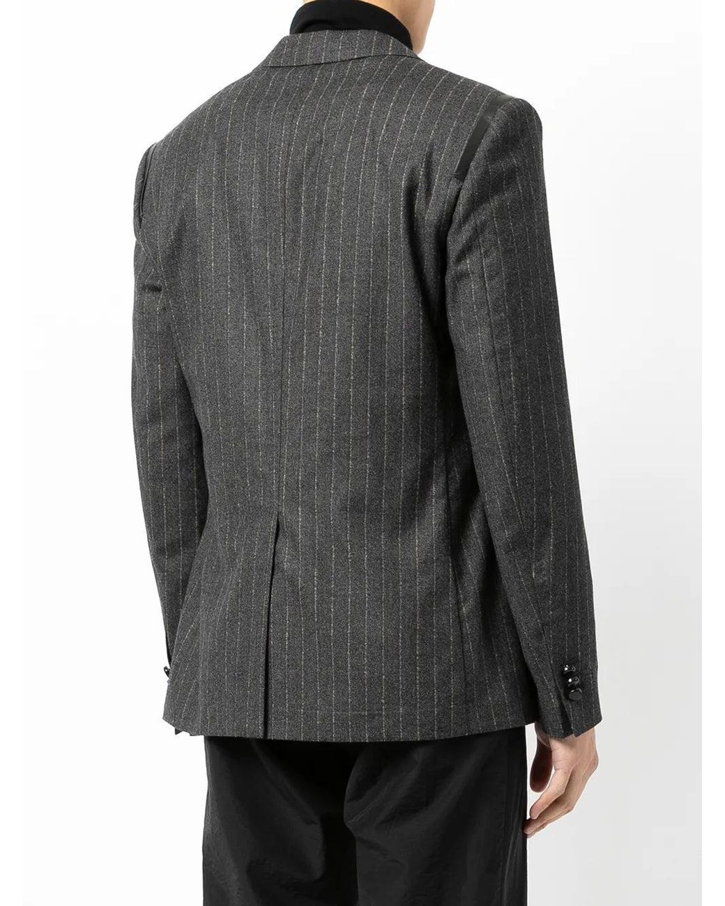 Ferragamo Black Leather-Trim Suit Jacket for men