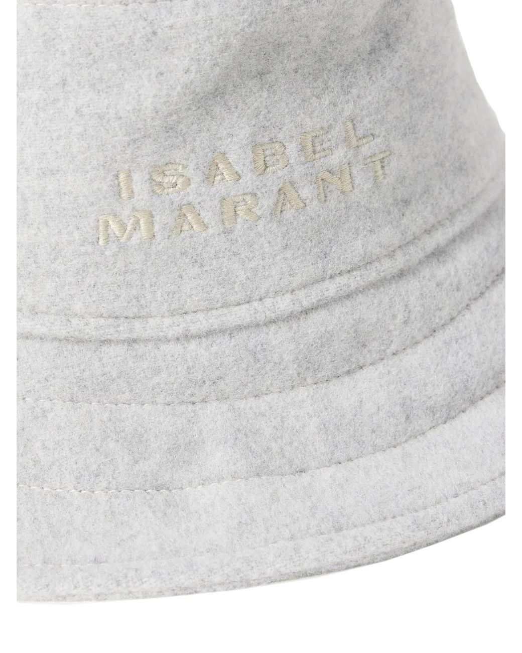 Isabel Marant White Giorgia Wool Felt Logo Bucket Hat