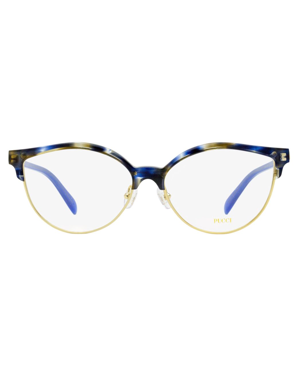 Emilio Pucci Black Pucci Oval Brow-Line Eyeglasses Ep5259 055 Havana- 55Mm Havana/ Plastic (Acetate)/Metal