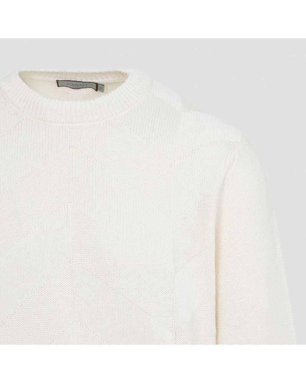 Canali White Knit Sweater for men