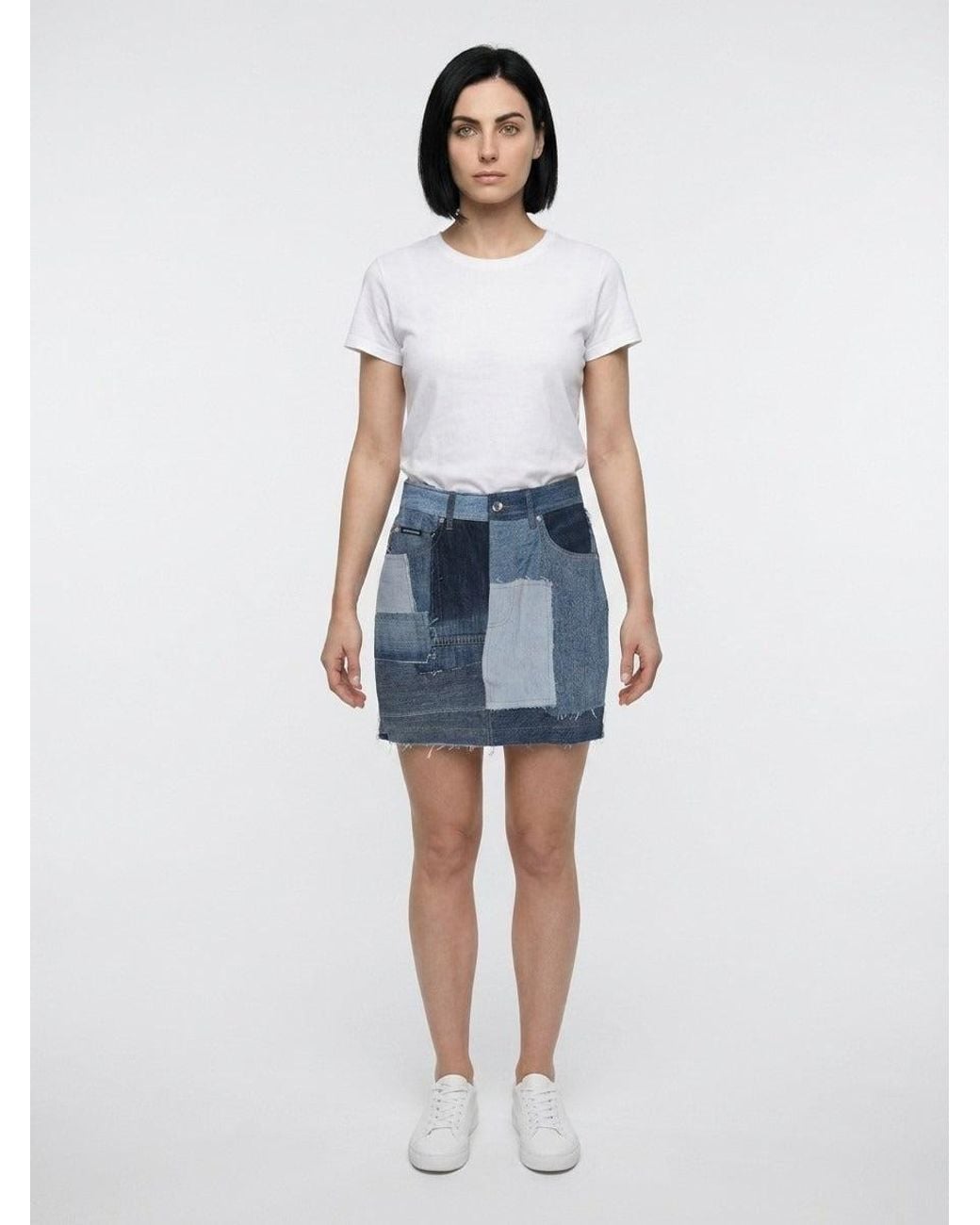 Dolce & Gabbana Blue Dolce & Gabbana Patchwork Denim Skirt