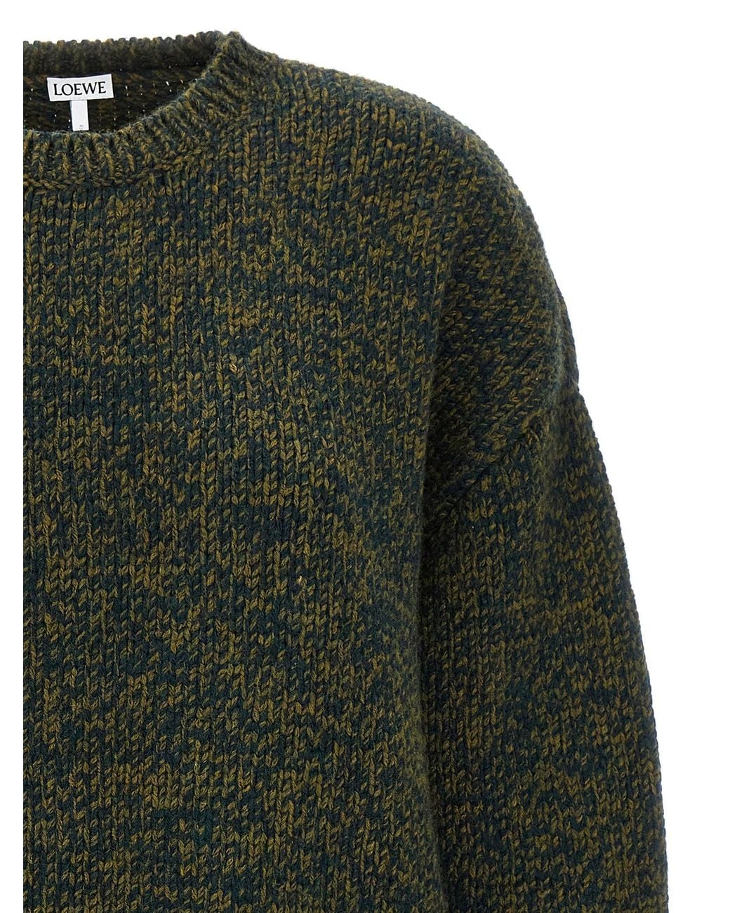 Loewe Gray Double-Neck Melange Wool Sweater