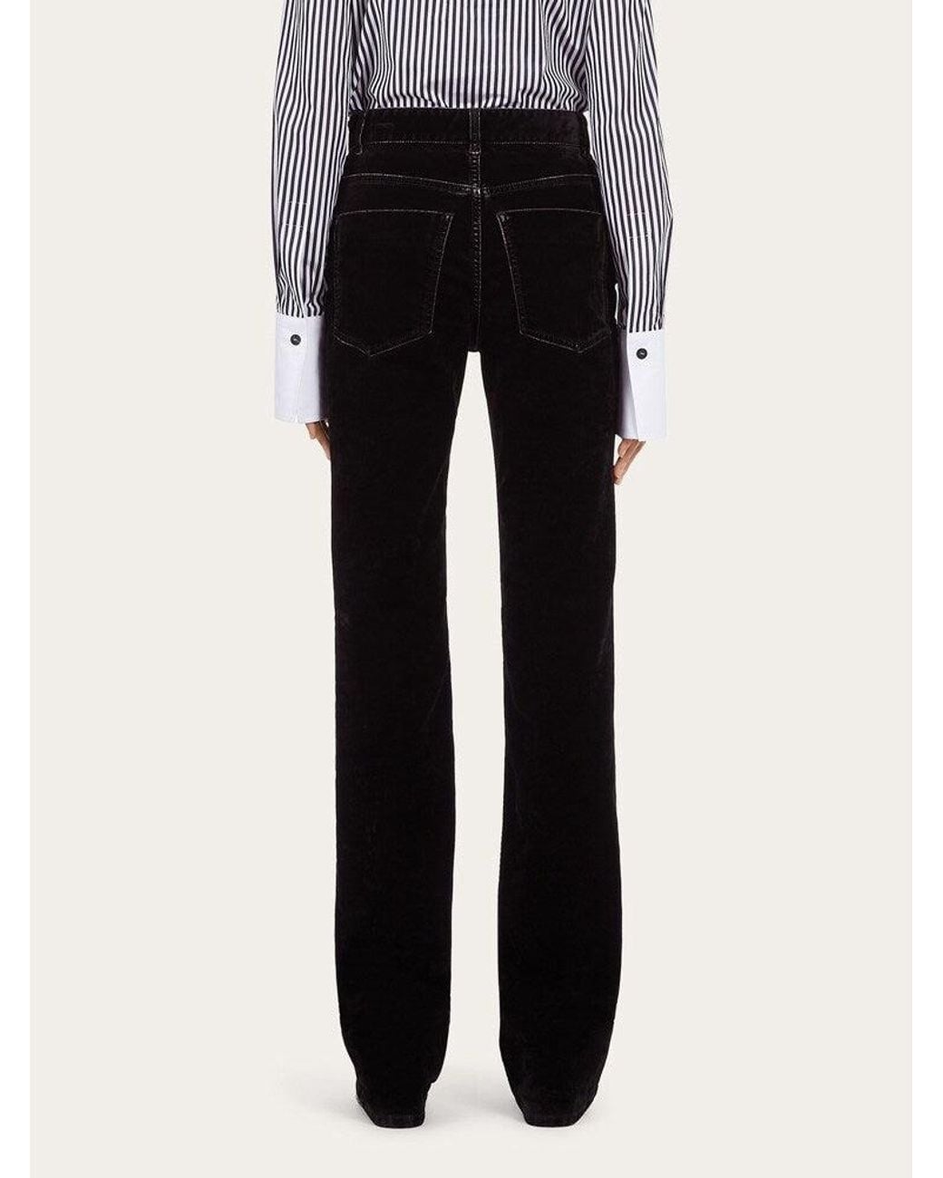 Ferragamo Black Flared Cotton Trousers