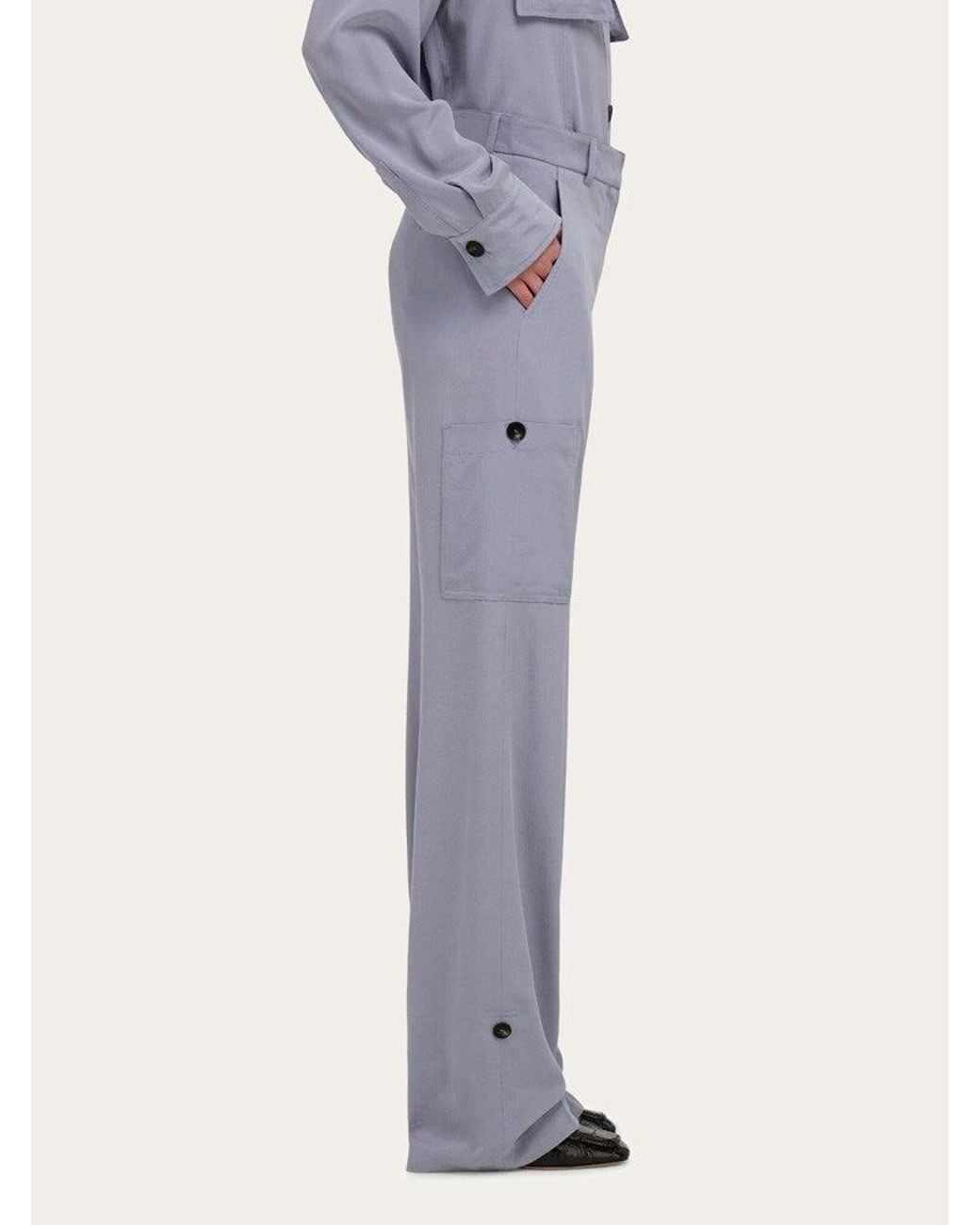Ferragamo Gray Light Silk Trousers