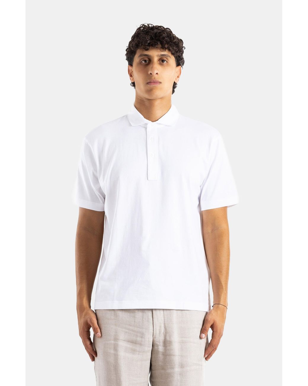 Handvaerk White Handvaerk Pima Cotton Polo for men