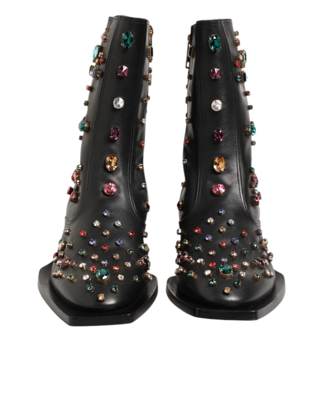 Dolce & Gabbana Black Gem Embellished Leather Ankle Boots for men