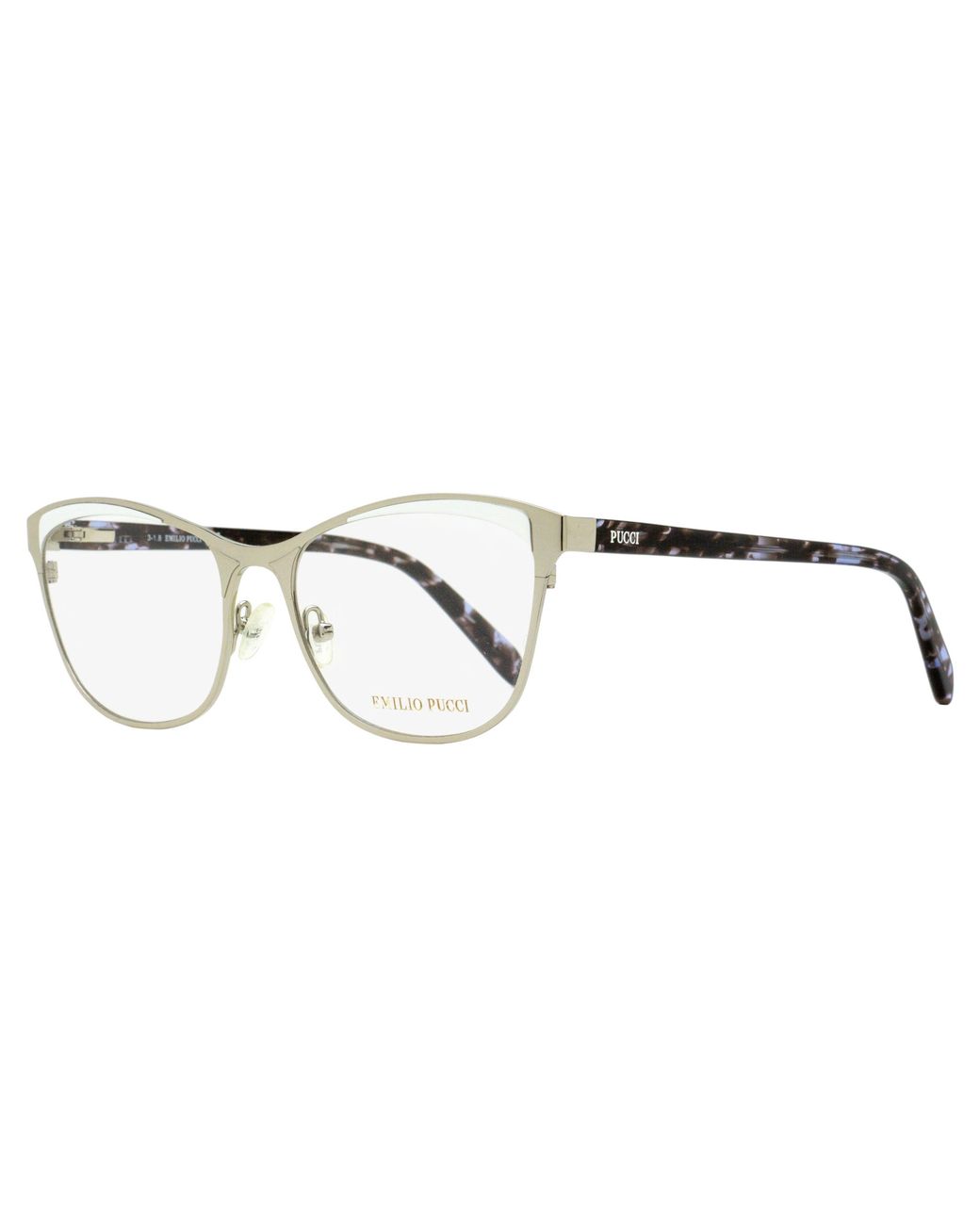 Emilio Pucci Black Pucci Sculpted Butterfly Eyeglasses Ep5084 016 Palladium- Havana 53Mm Palladium/ Metal/Plastic (Acetate)