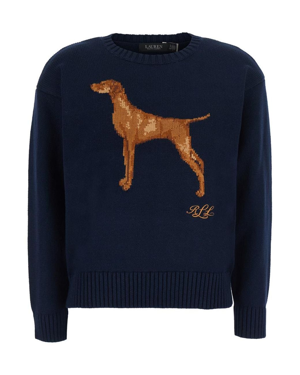 Ralph Lauren Blue Cotton Round Neck Sweater Top