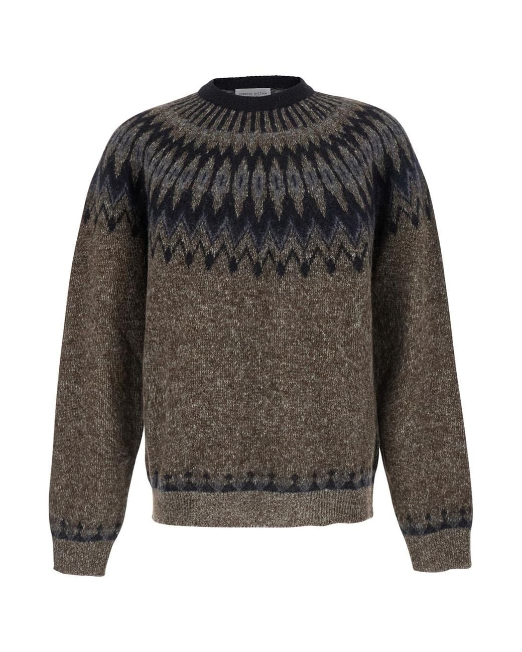 Roberto Collina Gray Roberto Collina Norwegian Jacquard Sweater for men
