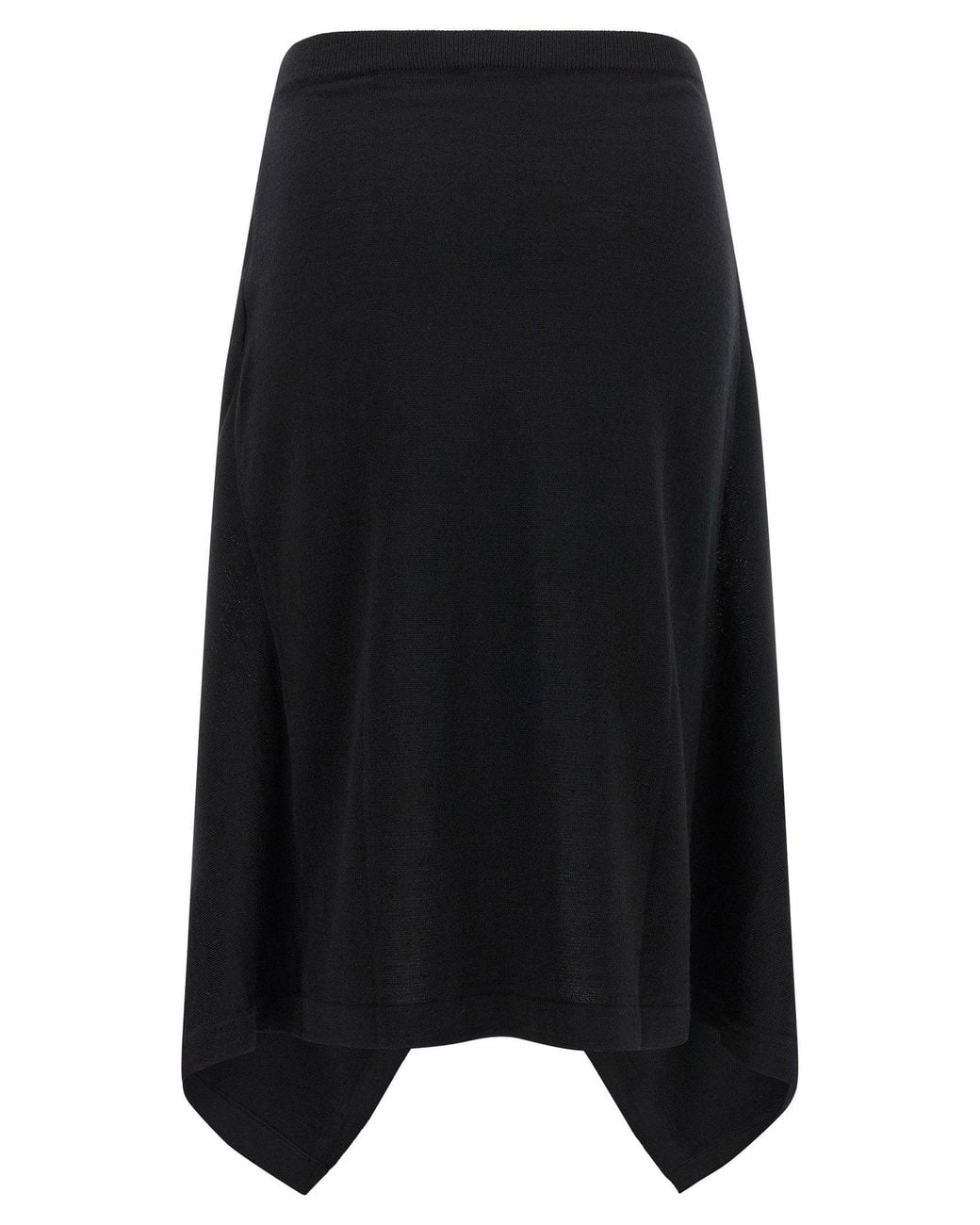 Lemaire Black Asymmetrical Draped Wool Skirt