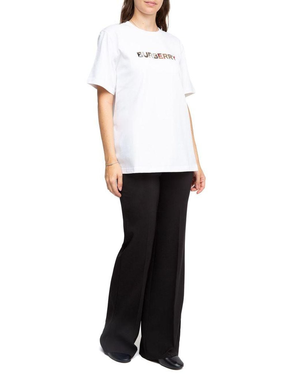 Burberry White T-Shirt Cotton T-Shirts And Polos