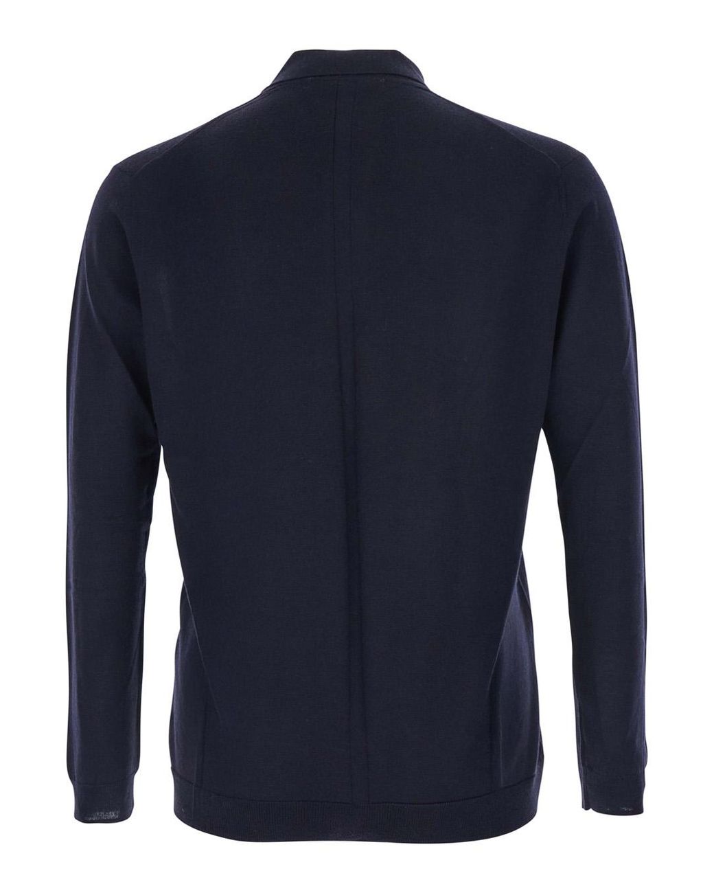 Low Brand Blue Wool Sweater With Polo Collar for men