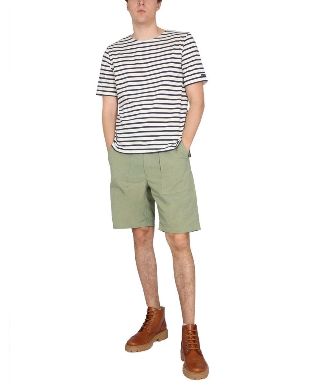 Engineered Garments Green Bermuda Fatigue Shorts Cotton for men