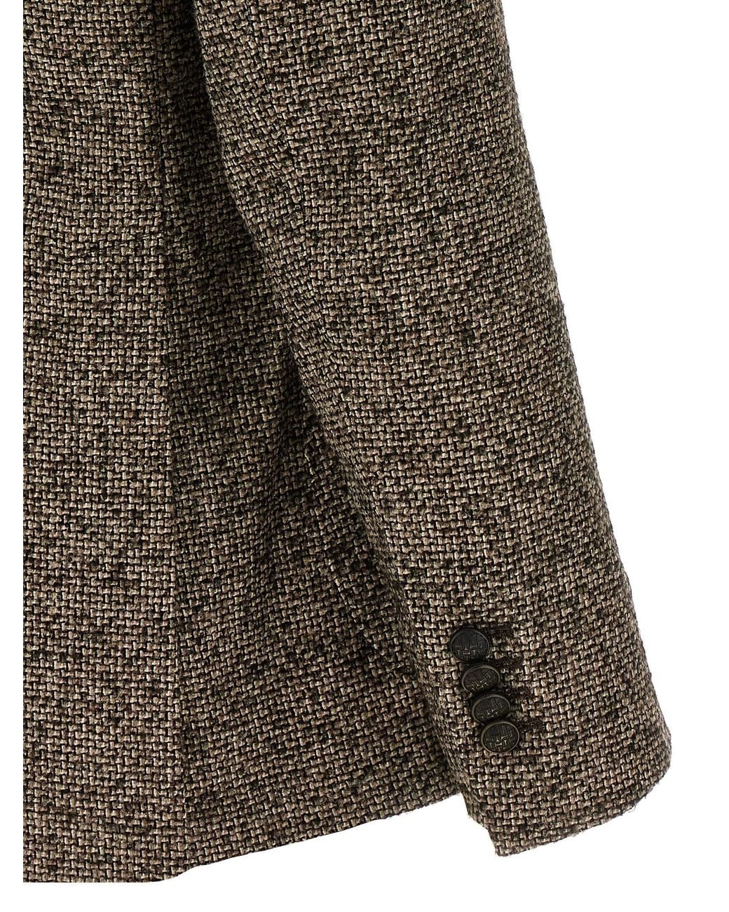 Tagliatore Green Double-Breasted Wool Blend Blazer