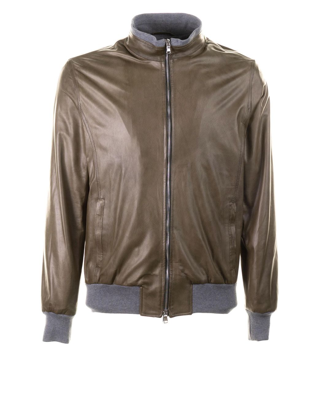Barba Napoli Leather Jacket With Zip in Green for Men | Lyst