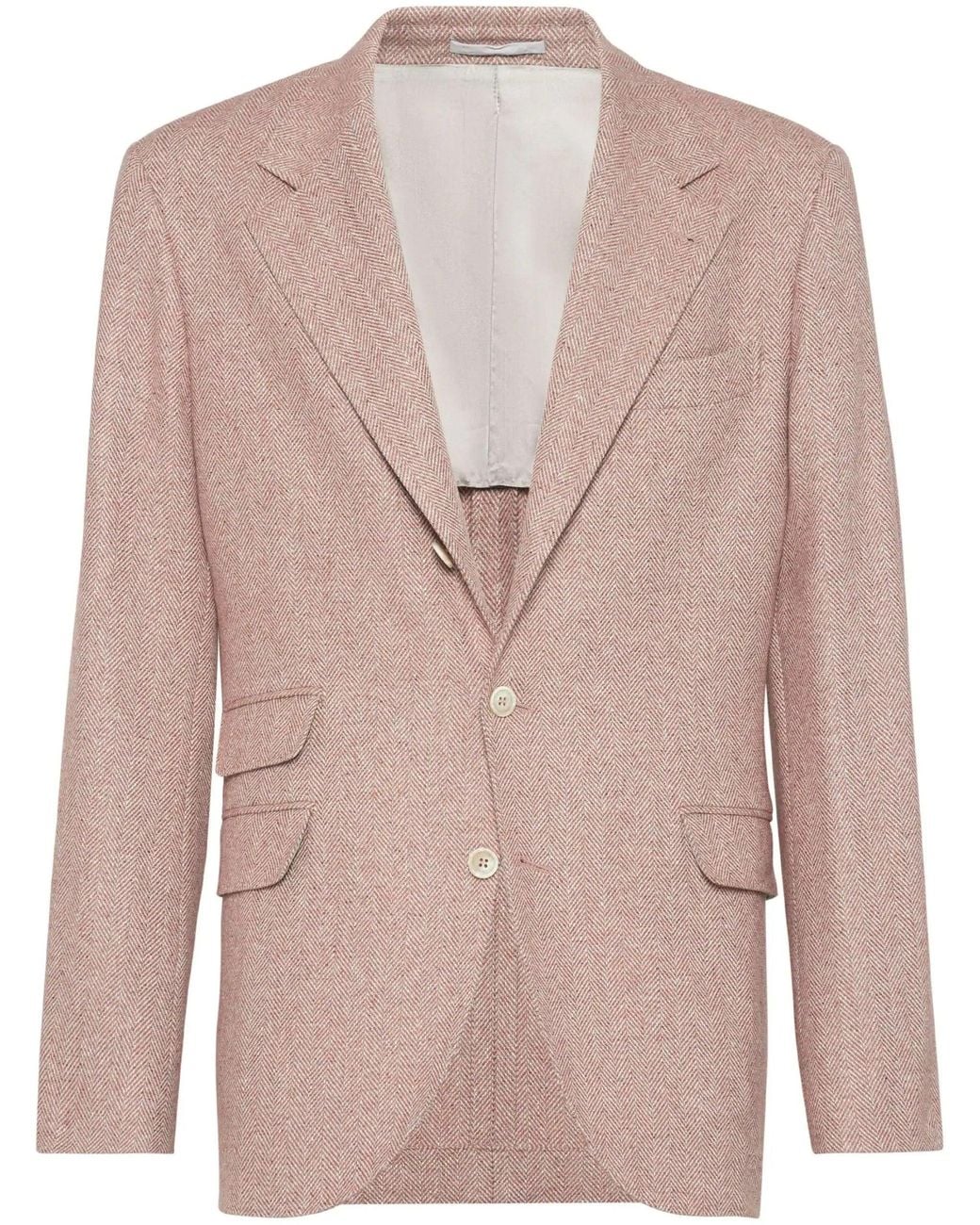 Brunello Cucinelli Natural Orange Wool Blazer for men