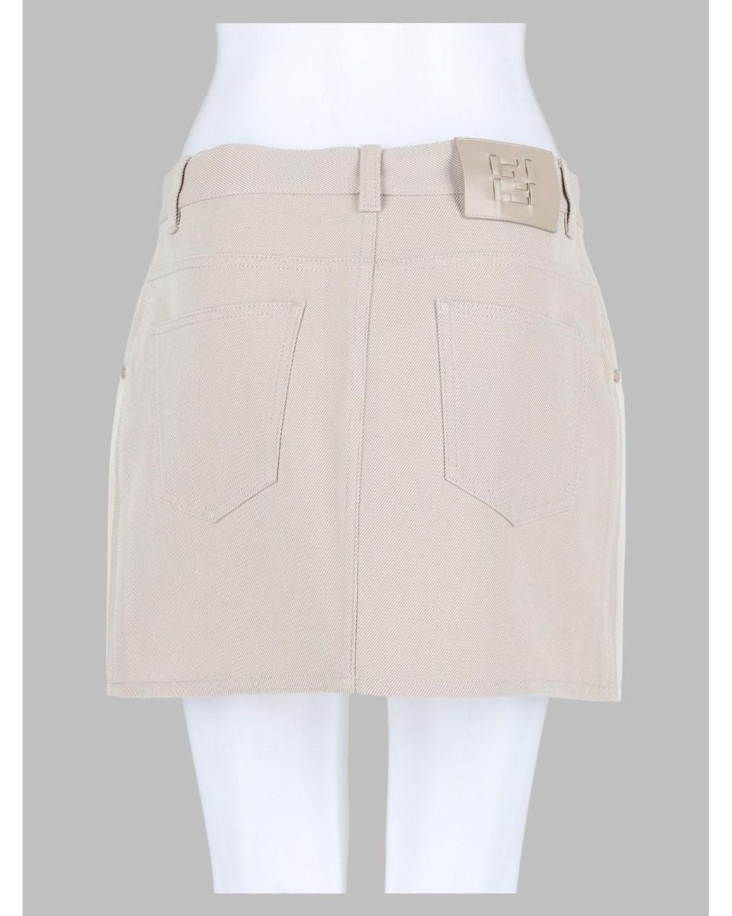 Fendi White Cotton Jacquard Drill Skirt
