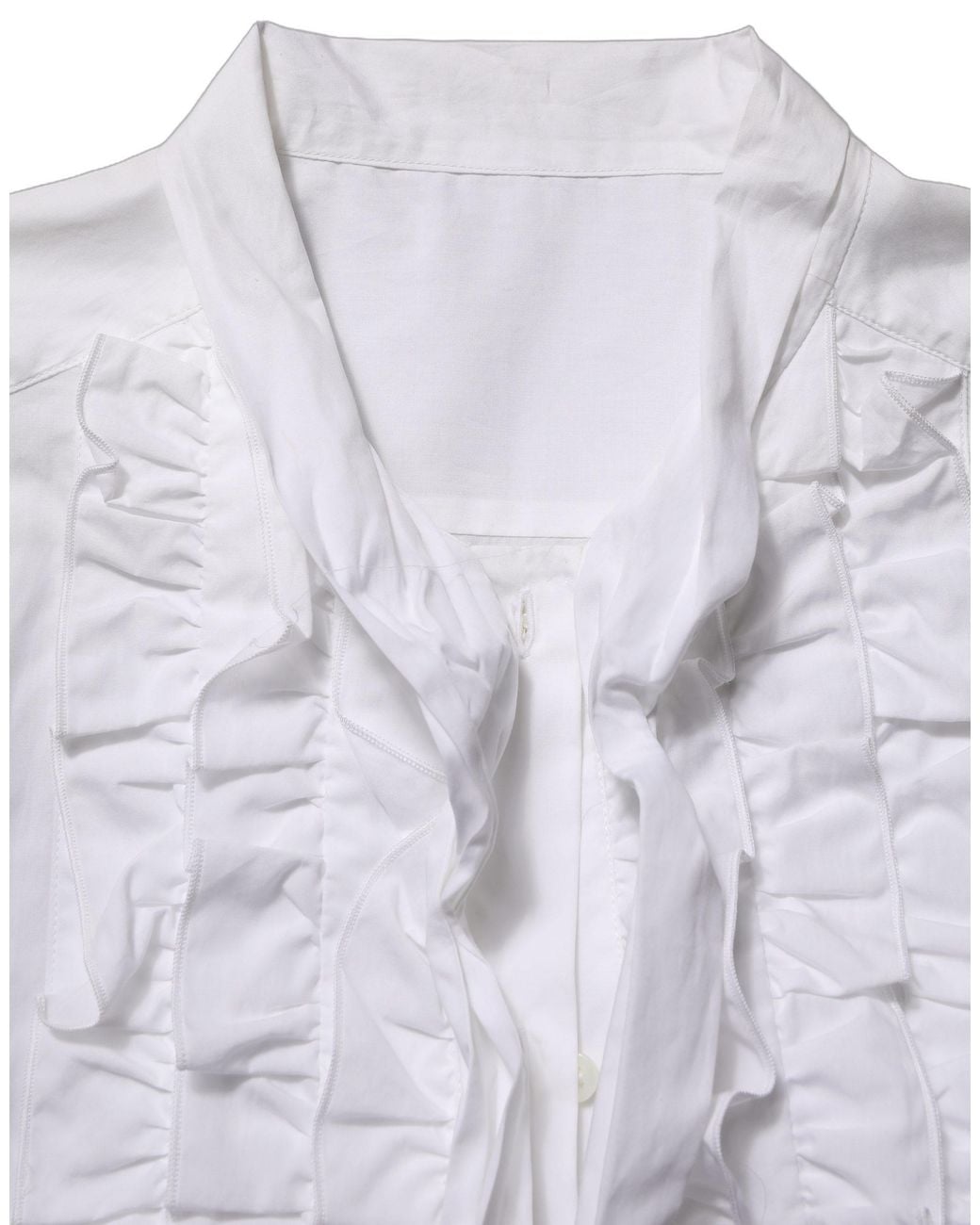 Dolce & Gabbana Gray Ruffled Bib Long Sleeves Blouse Top Cotton