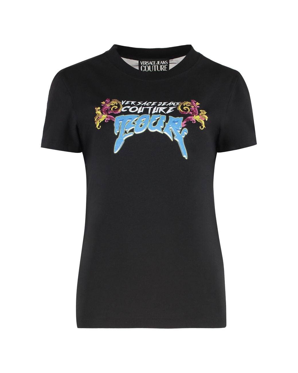 Versace Jeans Couture Black Sequin Logo T-Shirt Main: Cotton T-Shirts & Jerseys