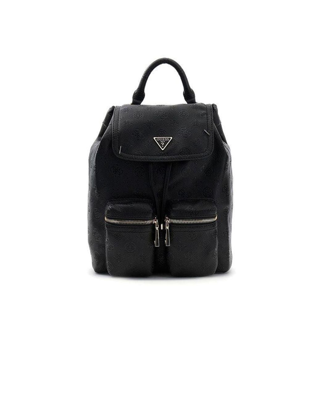 Guess Black Guess Logo-Embossed Polyurethane Backpack