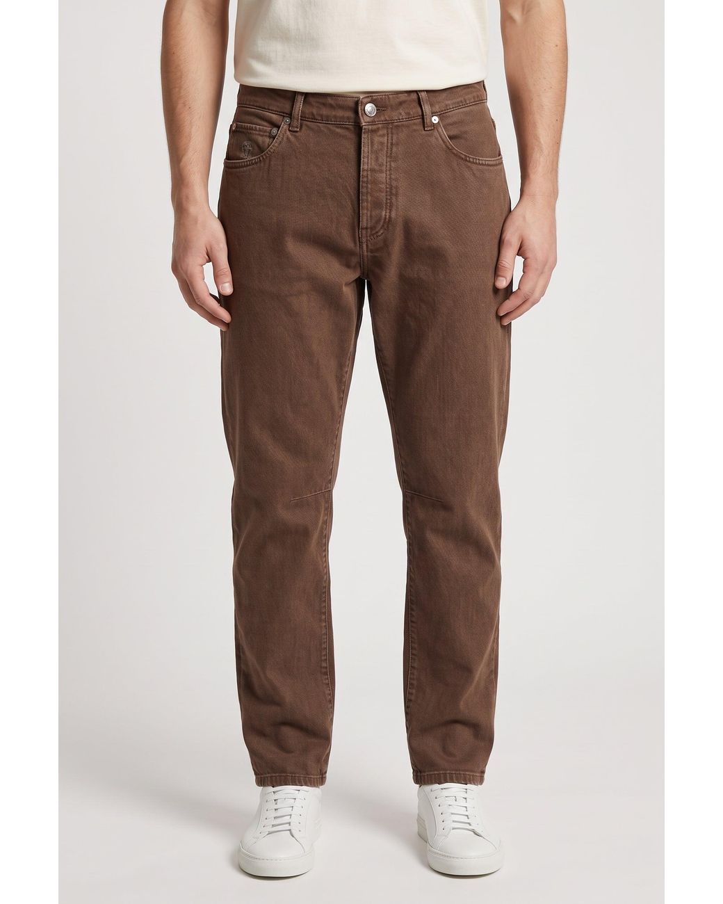 Brunello Cucinelli Brown 'S5 Pocket Leisure Fit Denim Trousers for men