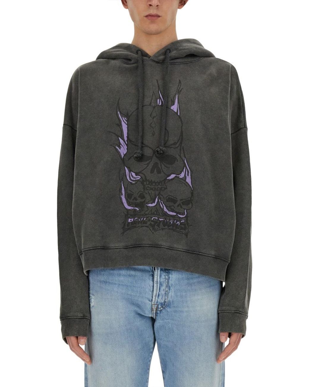 Acne Blue Acne Studios Skull-Print Cotton Sweatshirt