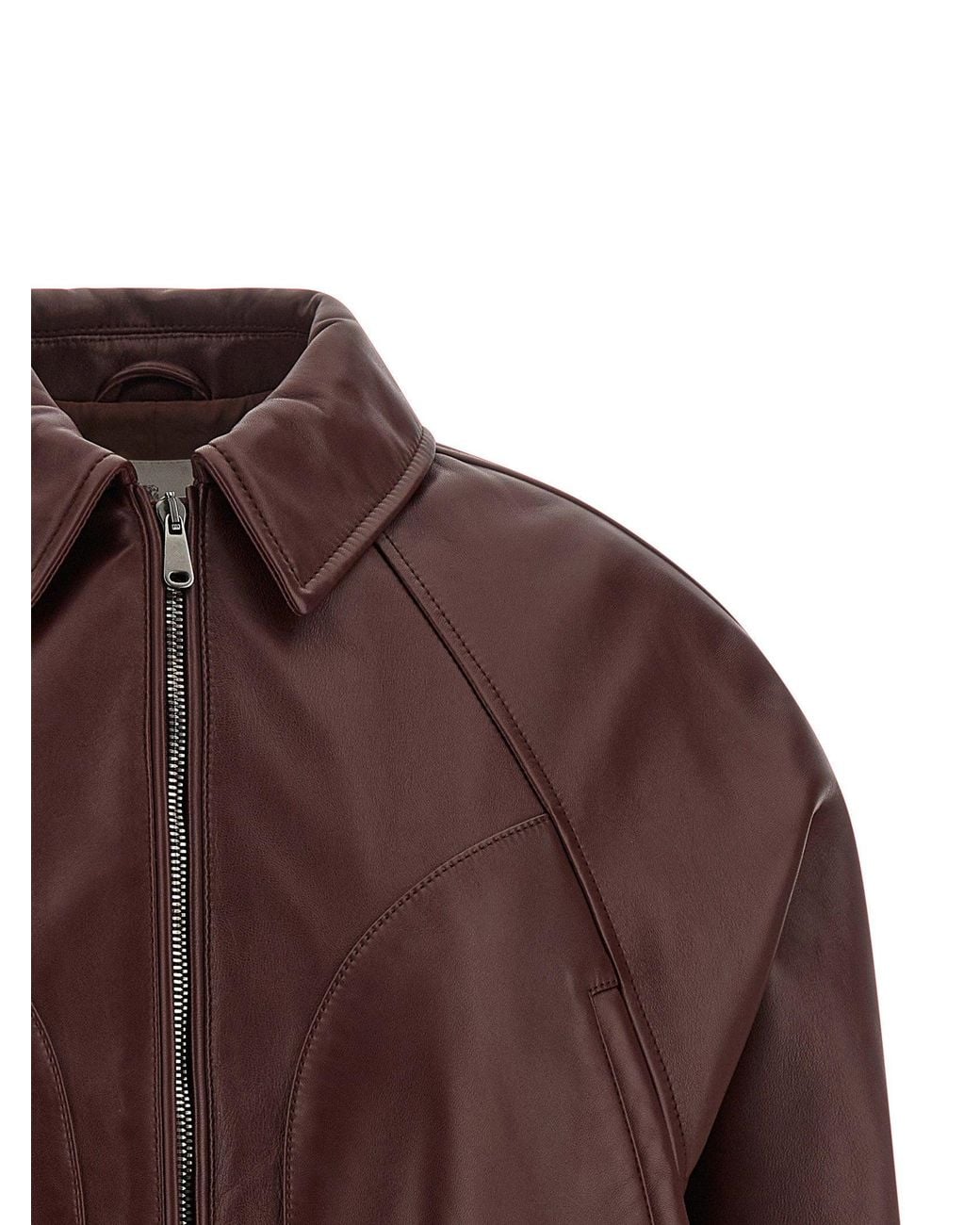 Brunello Cucinelli Brown Lightly Padded Nappa Leather Jacket