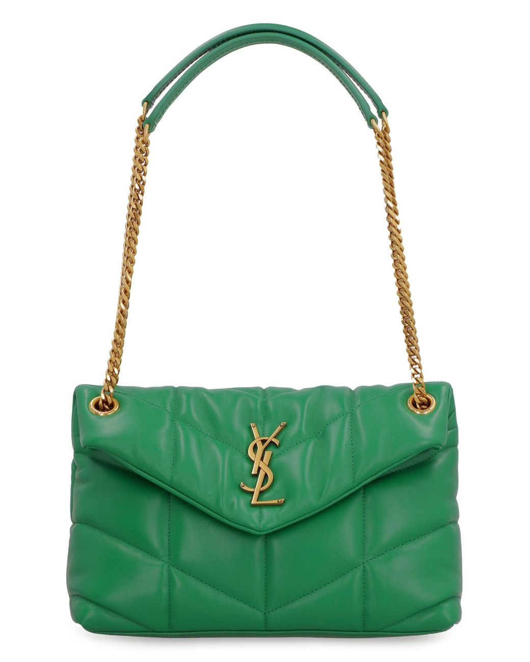 Saint Laurent Puffer Leather Crossbody Bag in Green Lyst