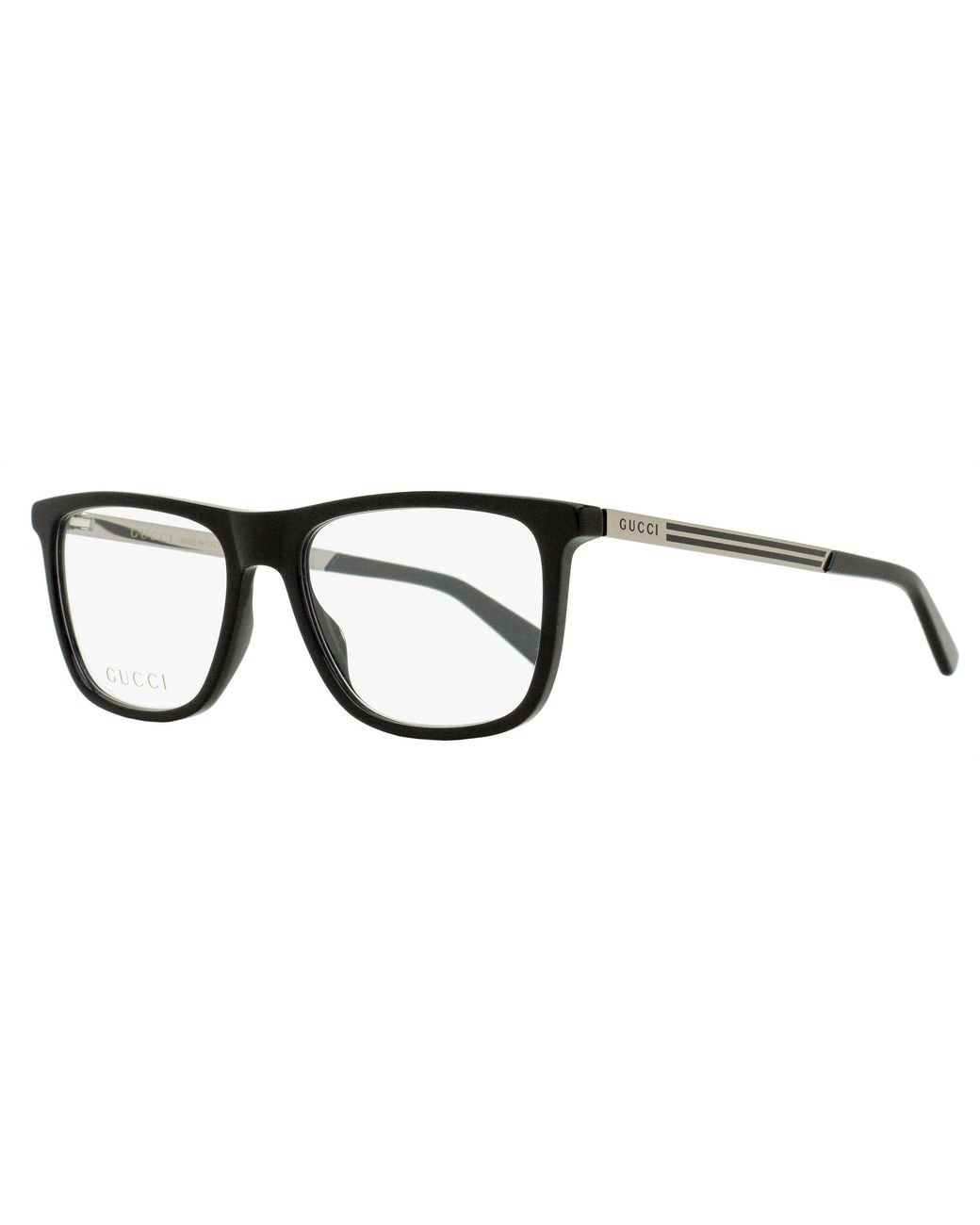Gucci Black Classic Rectangular Eyeglasses Gg0691O 001-Ruthenium 54Mm Plastic (Acetate)/Metal for men