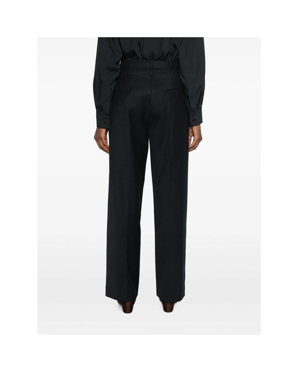 Tela Black Pleated Wide-Leg Trousers