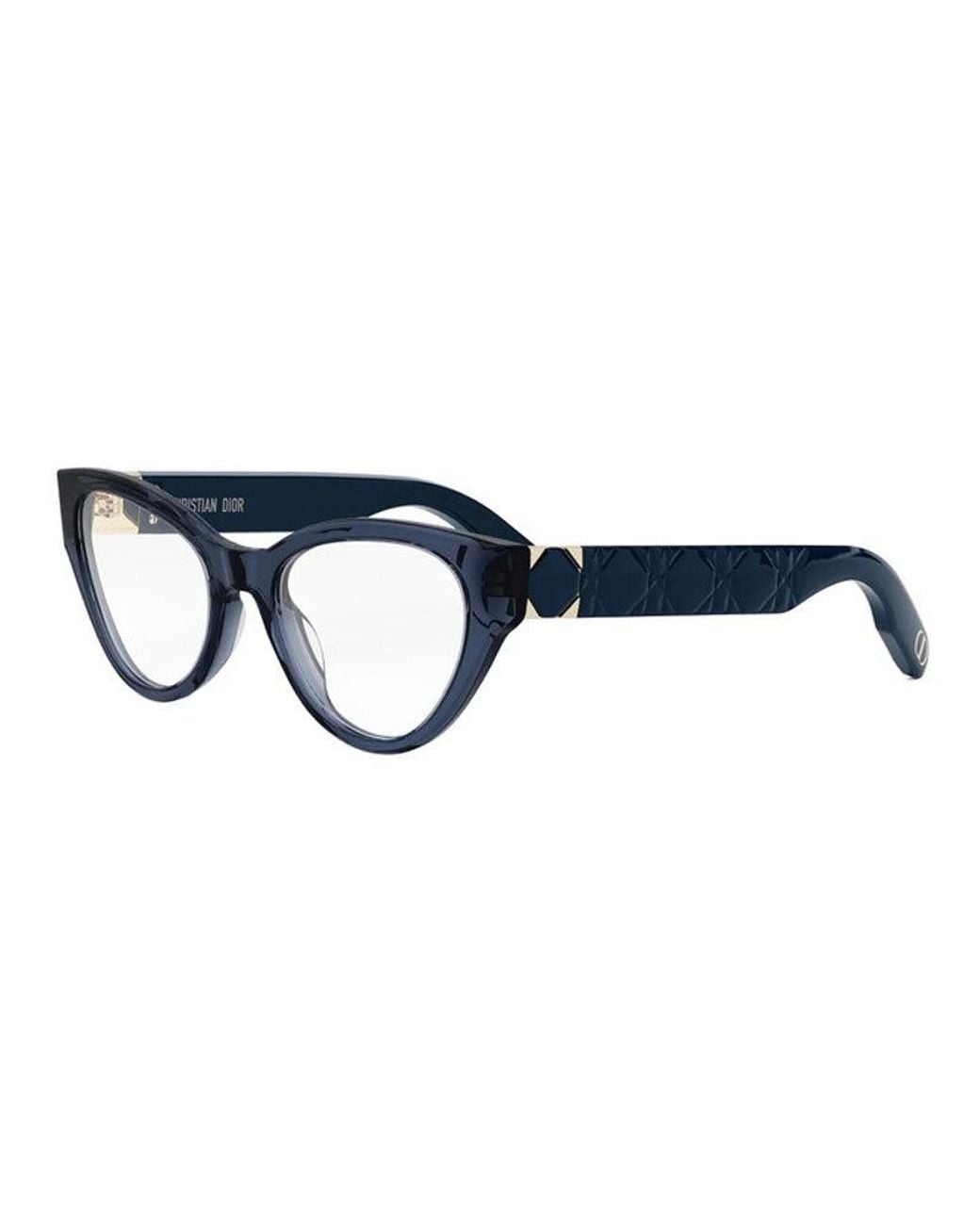 Dior Blue Eyeglasses Cat Eye Full Rim, Shiny Frame And Clear Demo Lens Lady95.22Ob1I4000