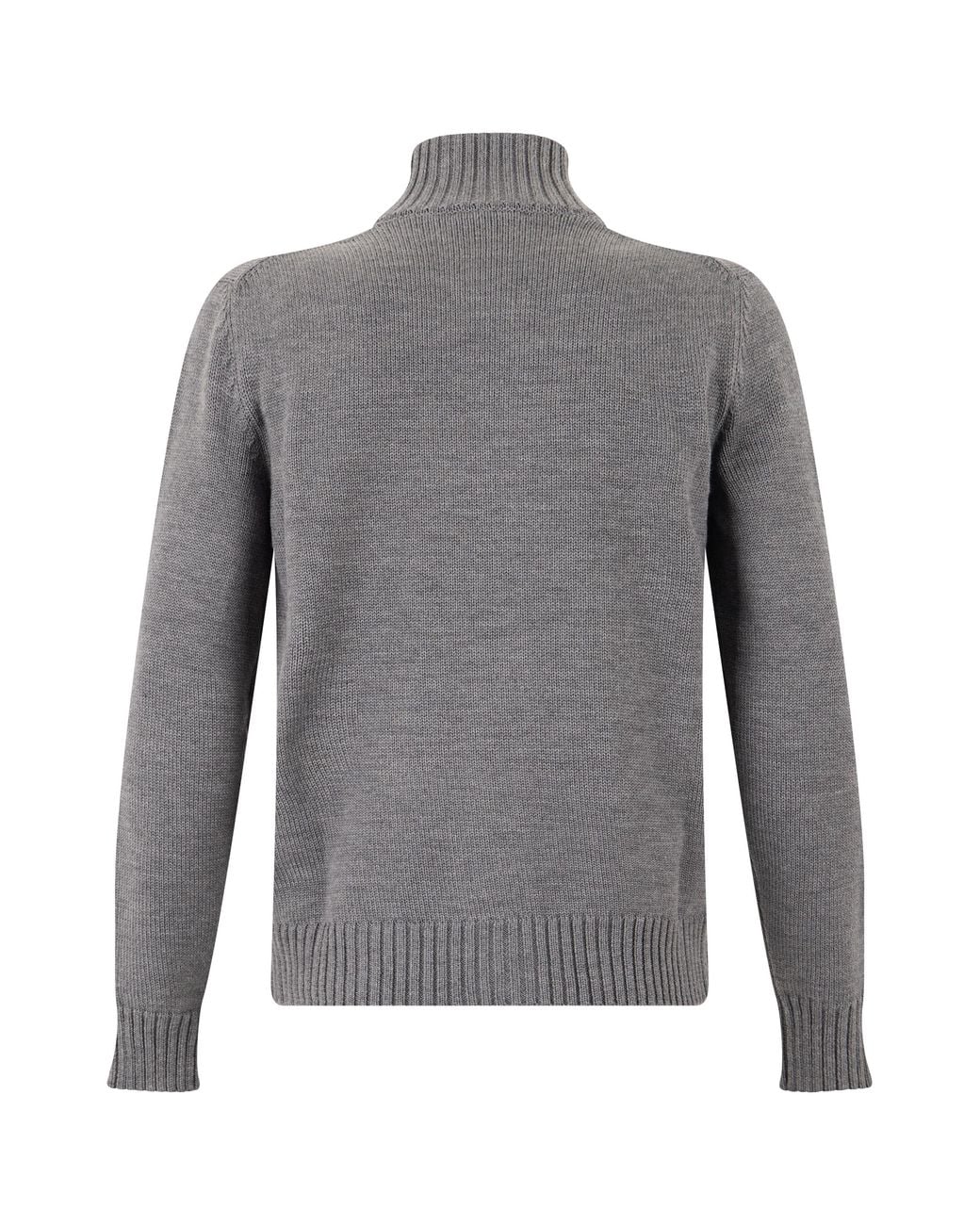 Slowear Gray High-Neck Wool Cardigan Virgin Sweater for men