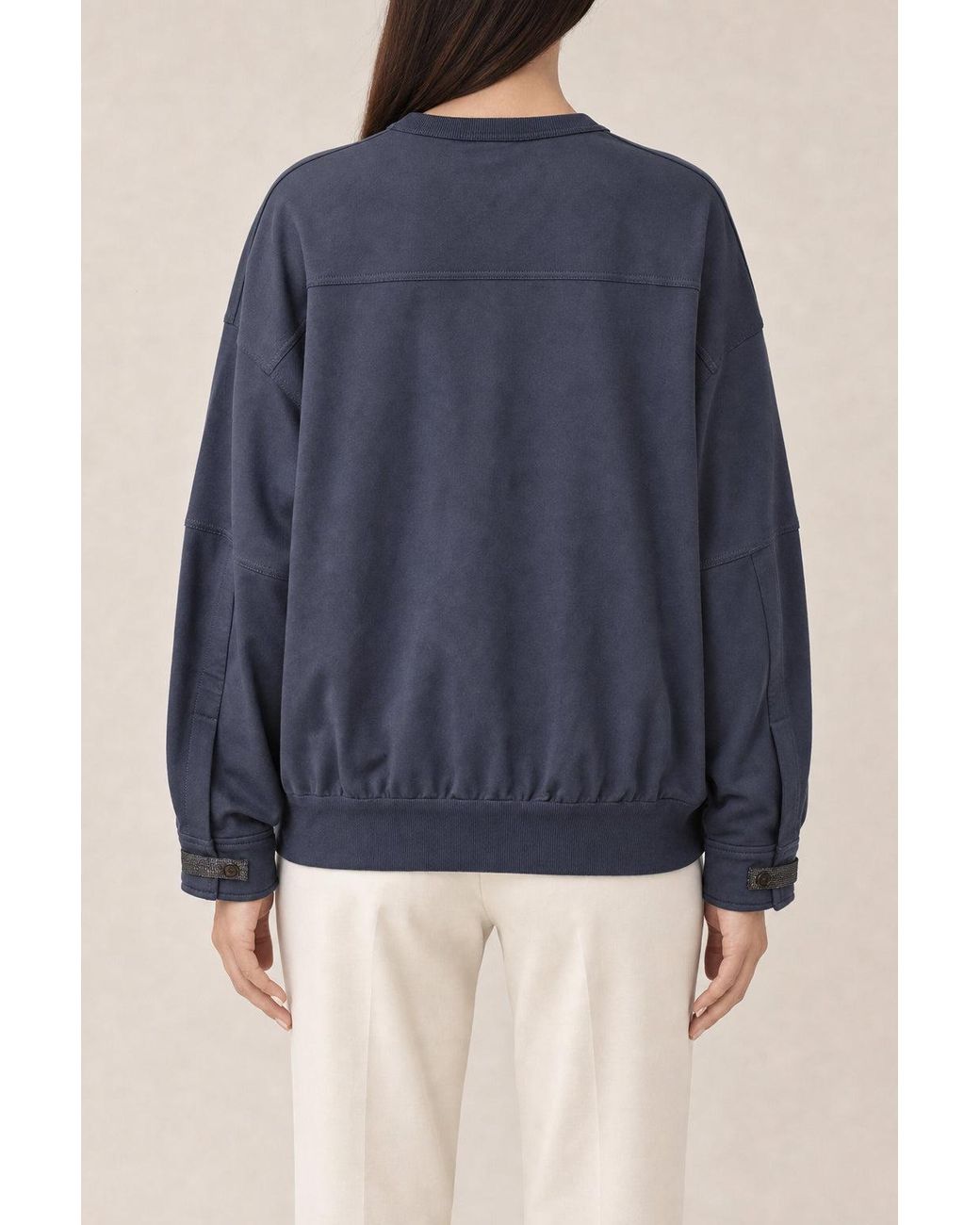 Brunello Cucinelli Blue Dark Cotton Sweatshirt