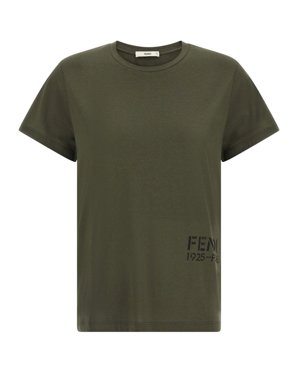 Fendi Green Stencil-Print Cotton T-Shirt