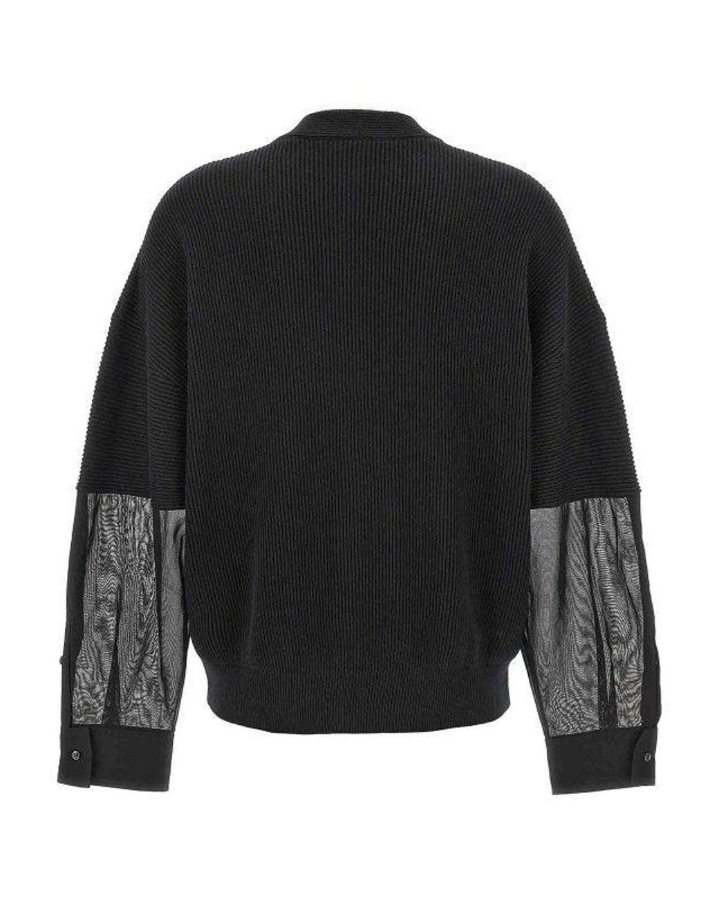 Brunello Cucinelli Black Ribbed Cotton Sweater