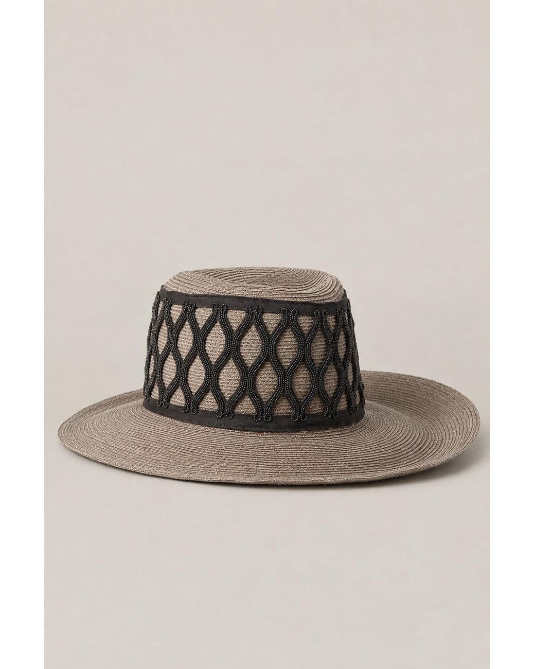 Brunello Cucinelli Multicolor Woven Wide Brim Hat