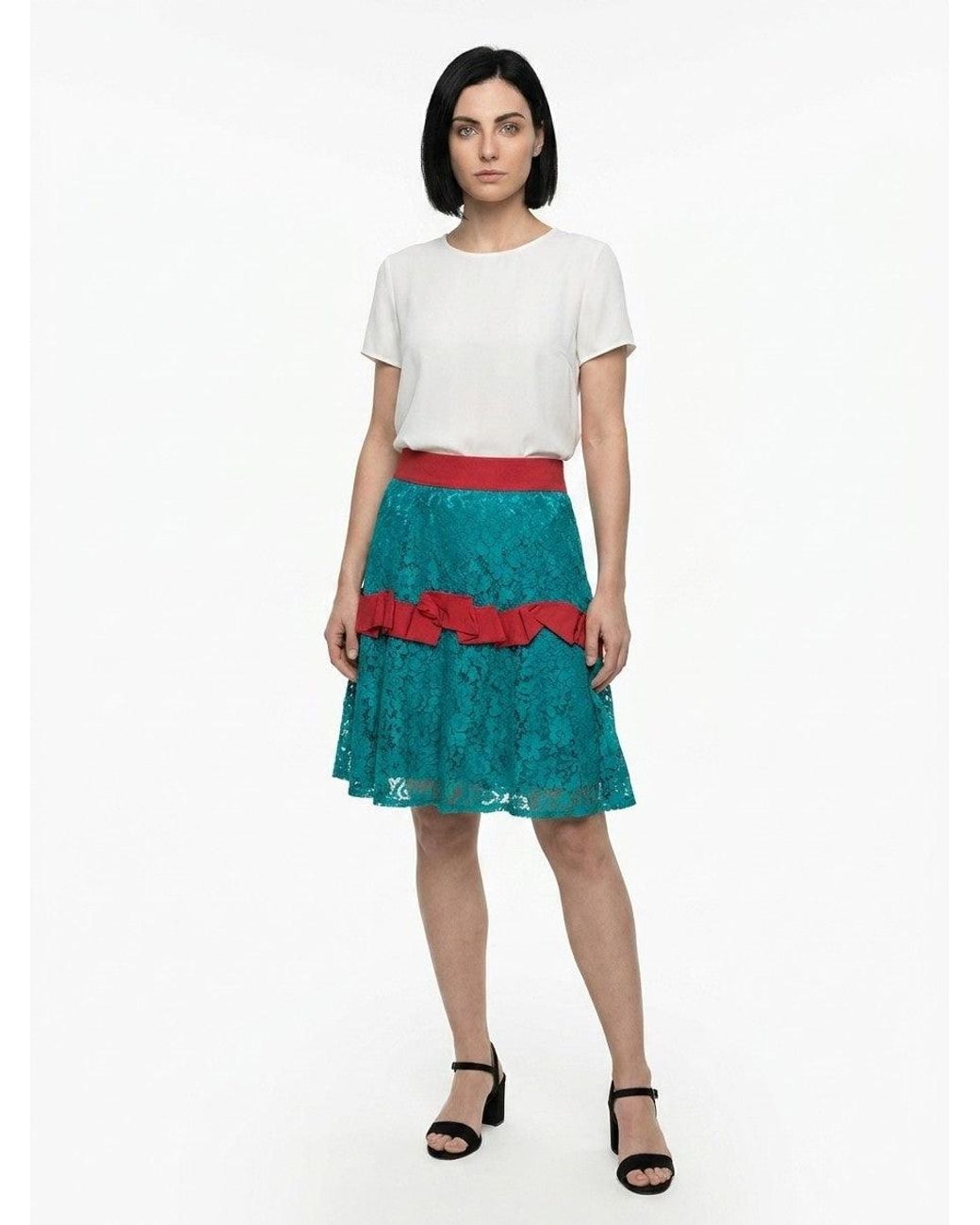 Dolce & Gabbana White Dolce & Gabbana Lace Tiered Skirt