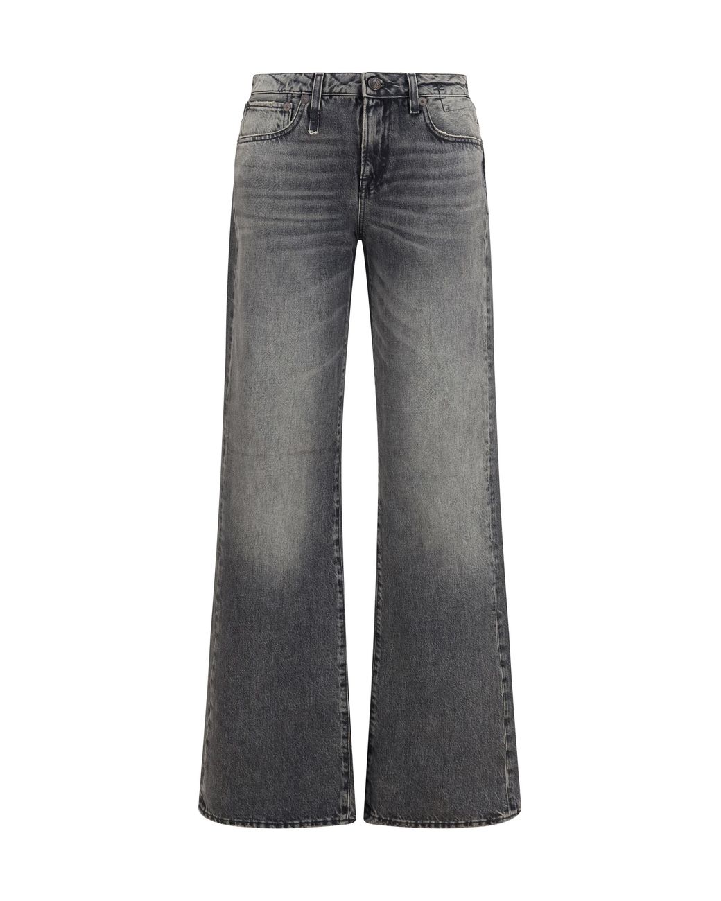 R13 Gray Straight Mid Rise Jeans