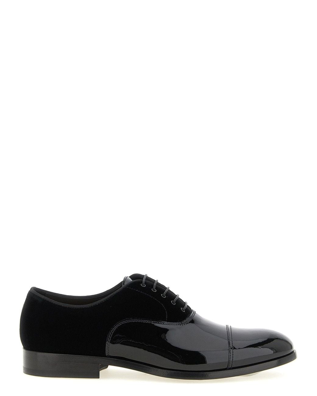 Doucal's Black Patent Leather And Velvet Oxford for men