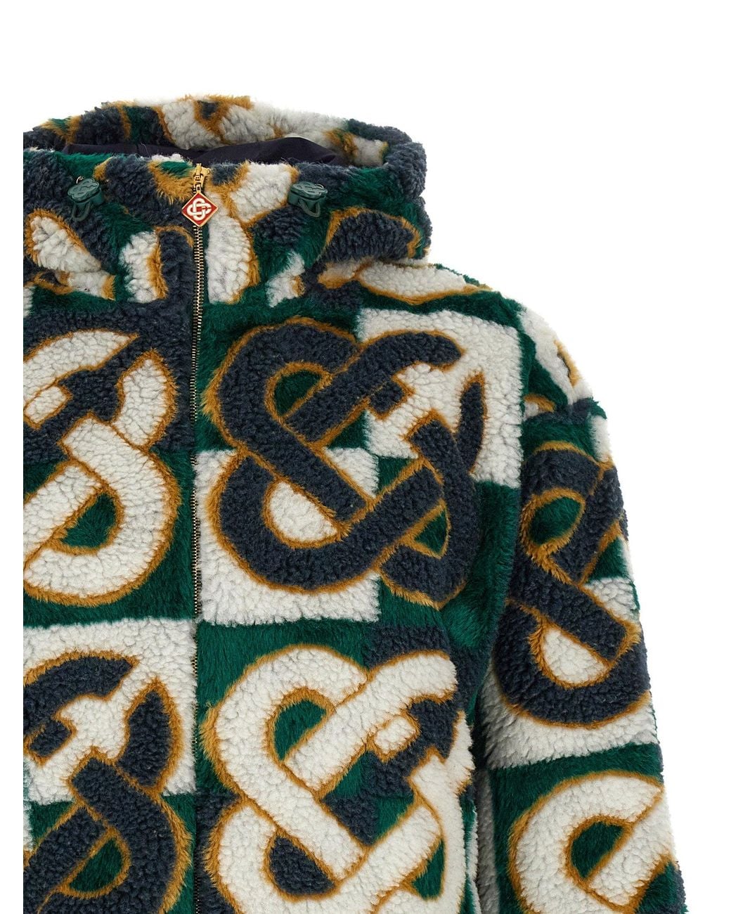 Casablanca Green Monogram Intarsia Fleece Jacket for men